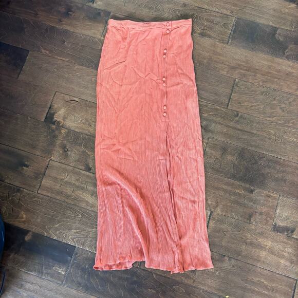 ASOS Women's Size 4 Wrap Orange Midi Skirt Buttons Viscose - Picture 1 of 9